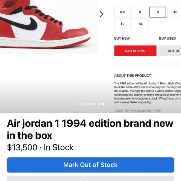 Air jordan 1 
1994 chicago - Picture 6 of 7